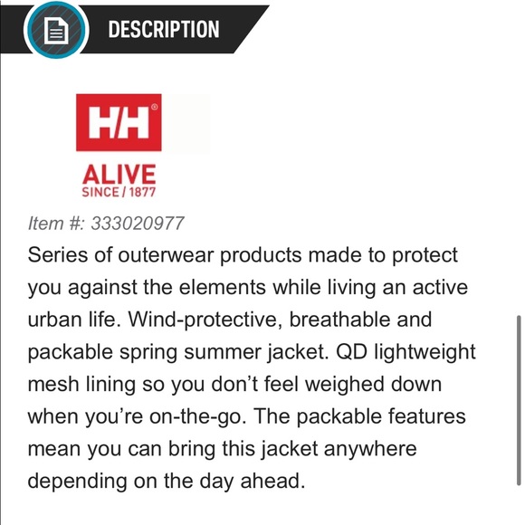 NWT- 80’s Retro Helly Hanson Breeze Packable Wind Jacket - Picture 15 of 16